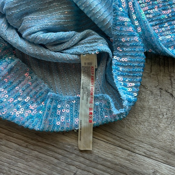 NWT Free People Sequin Long Sleeve XS Baby Blue - Picture 4 of 5